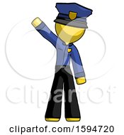 Yellow Police Man Waving Emphatically With Right Arm