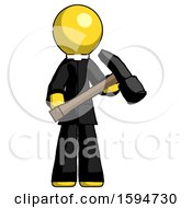 Poster, Art Print Of Yellow Clergy Man Holding Hammer Ready To Work