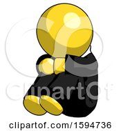 Poster, Art Print Of Yellow Clergy Man Sitting With Head Down Facing Angle Left