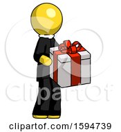 Poster, Art Print Of Yellow Clergy Man Giving A Present