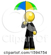 Poster, Art Print Of Yellow Clergy Man Holding Umbrella Rainbow Colored