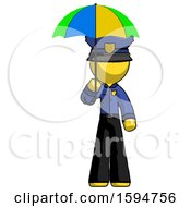 Poster, Art Print Of Yellow Police Man Holding Umbrella Rainbow Colored