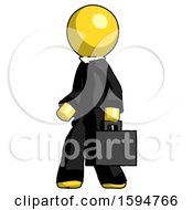 Poster, Art Print Of Yellow Clergy Man Walking With Briefcase To The Left