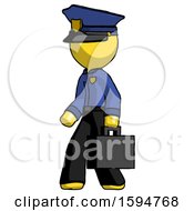 Poster, Art Print Of Yellow Police Man Walking With Briefcase To The Left