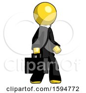 Poster, Art Print Of Yellow Clergy Man Walking With Briefcase To The Right