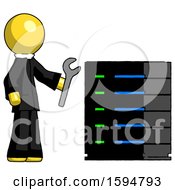 Poster, Art Print Of Yellow Clergy Man Server Administrator Doing Repairs