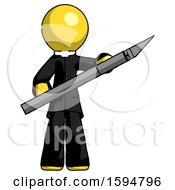 Poster, Art Print Of Yellow Clergy Man Holding Large Scalpel