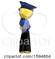 Poster, Art Print Of Yellow Police Man Thinking Wondering Or Pondering Rear View