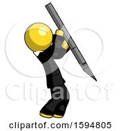 Poster, Art Print Of Yellow Clergy Man Stabbing Or Cutting With Scalpel