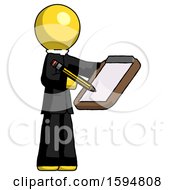 Poster, Art Print Of Yellow Clergy Man Using Clipboard And Pencil