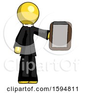 Poster, Art Print Of Yellow Clergy Man Showing Clipboard To Viewer