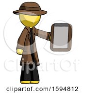 Poster, Art Print Of Yellow Detective Man Showing Clipboard To Viewer