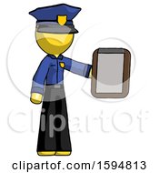 Poster, Art Print Of Yellow Police Man Showing Clipboard To Viewer
