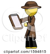 Poster, Art Print Of Yellow Detective Man Reviewing Stuff On Clipboard