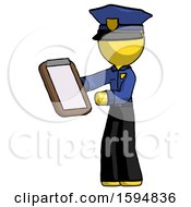 Yellow Police Man Reviewing Stuff On Clipboard