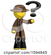 Poster, Art Print Of Yellow Detective Man Holding Question Mark To Right