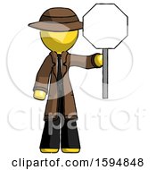 Poster, Art Print Of Yellow Detective Man Holding Stop Sign