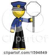 Poster, Art Print Of Yellow Police Man Holding Stop Sign