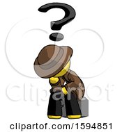 Poster, Art Print Of Yellow Detective Man Thinker Question Mark Concept