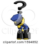 Poster, Art Print Of Yellow Police Man Thinker Question Mark Concept