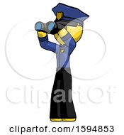 Poster, Art Print Of Yellow Police Man Looking Through Binoculars To The Left