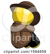 Poster, Art Print Of Yellow Detective Man Sitting With Head Down Back View Facing Right