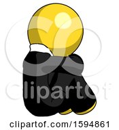 Poster, Art Print Of Yellow Clergy Man Sitting With Head Down Back View Facing Right