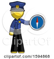 Poster, Art Print Of Yellow Police Man Holding A Large Compass