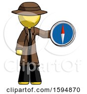 Poster, Art Print Of Yellow Detective Man Holding A Large Compass