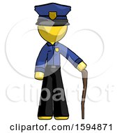 Yellow Police Man Standing With Hiking Stick