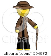 Poster, Art Print Of Yellow Detective Man Standing With Hiking Stick