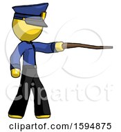 Poster, Art Print Of Yellow Police Man Pointing With Hiking Stick