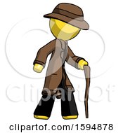 Yellow Detective Man Walking With Hiking Stick