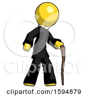 Yellow Clergy Man Walking With Hiking Stick