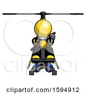 Poster, Art Print Of Yellow Clergy Man Flying In Gyrocopter Front View
