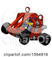 Poster, Art Print Of Yellow Police Man Riding Sports Buggy Side Top Angle View