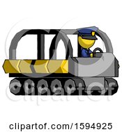 Yellow Police Man Driving Amphibious Tracked Vehicle Side Angle View