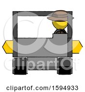 Poster, Art Print Of Yellow Detective Man Driving Amphibious Tracked Vehicle Front View