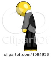 Poster, Art Print Of Yellow Clergy Man Depressed With Head Down Back To Viewer Left