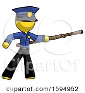 Poster, Art Print Of Yellow Police Man Bo Staff Pointing Right Kung Fu Pose