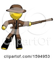 Poster, Art Print Of Yellow Detective Man Bo Staff Pointing Right Kung Fu Pose
