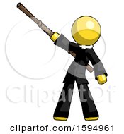 Poster, Art Print Of Yellow Clergy Man Bo Staff Pointing Up Pose