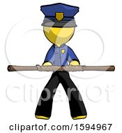 Poster, Art Print Of Yellow Police Man Bo Staff Kung Fu Defense Pose