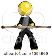 Poster, Art Print Of Yellow Clergy Man Bo Staff Kung Fu Defense Pose
