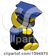 Poster, Art Print Of Yellow Police Man Sitting With Head Down Facing Angle Right