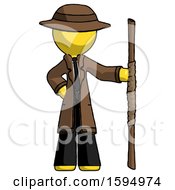Poster, Art Print Of Yellow Detective Man Holding Staff Or Bo Staff