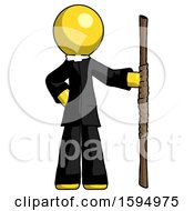Poster, Art Print Of Yellow Clergy Man Holding Staff Or Bo Staff