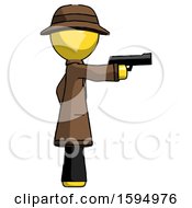 Poster, Art Print Of Yellow Detective Man Firing A Handgun