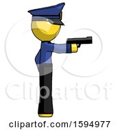 Poster, Art Print Of Yellow Police Man Firing A Handgun