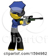 Poster, Art Print Of Yellow Police Man Shooting Sniper Rifle